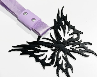 Tribal Flame Butterfly Tsurikawa Ring: JDM Car Charm - 3D Printed