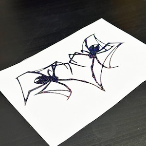 Calcomanía para coche JDM Spider Heart: vinilo holográfico con purpurina