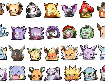 May include: A set of 30 colourful cartoon stickers featuring various Pokemon characters. The stickers are printed on a glossy, white background.
