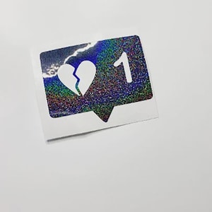 Holographic JDM Broken Heart Car Sticker: Instagram Like Button Decal