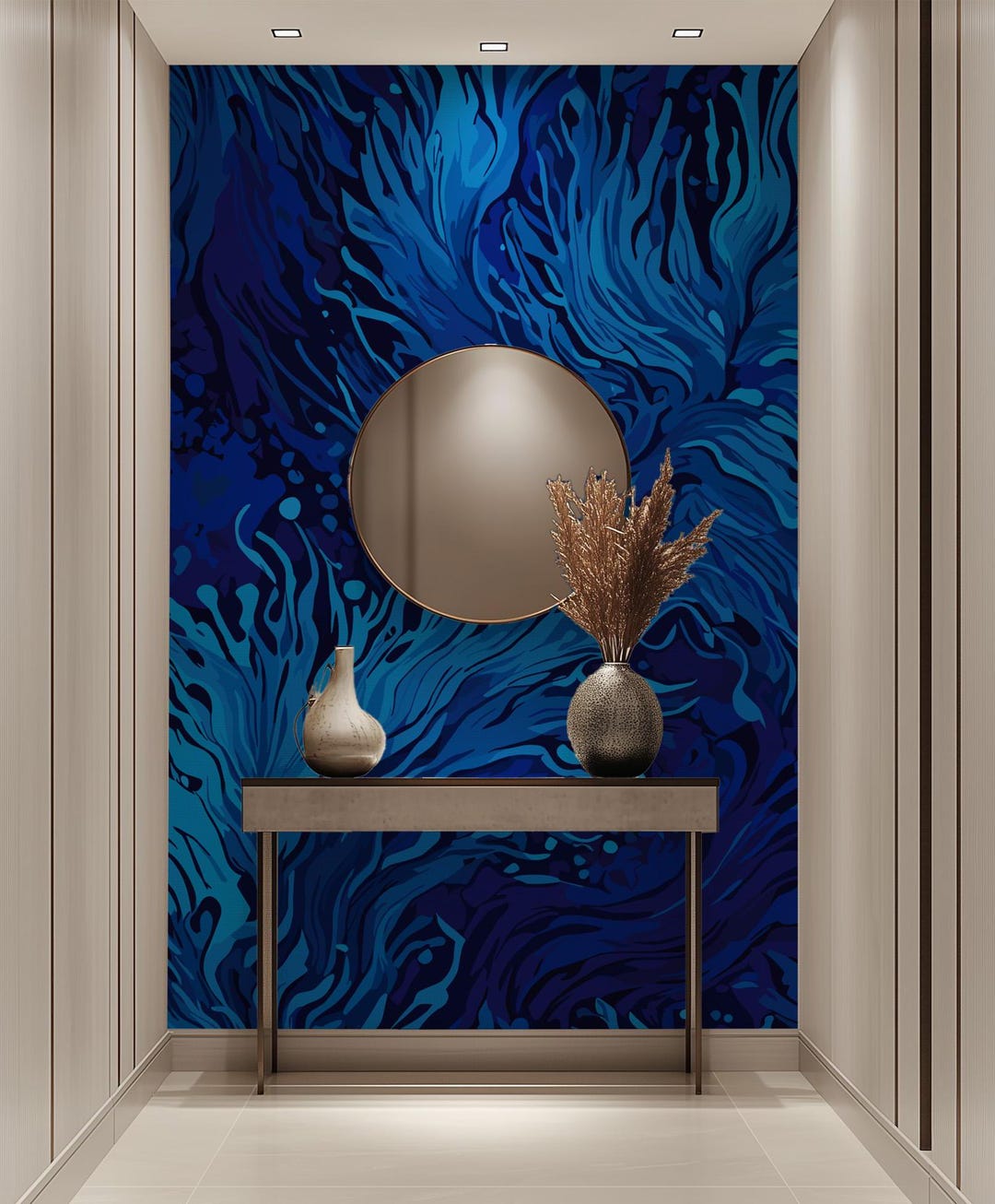 Wallpaper Peel and Stick Green Blue Underwater Modern Abstract Boho