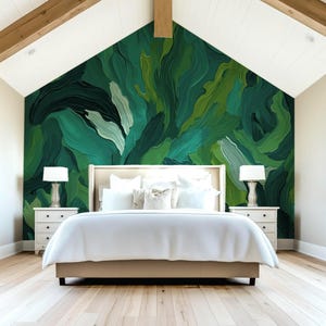 Funky Wallpaper Dark Green Wallpaper Boho Wallpaper Unique Wallpaper Bold Wallpaper Abstract Wallpaper Green Modern Wallpaper Wall Mural 287