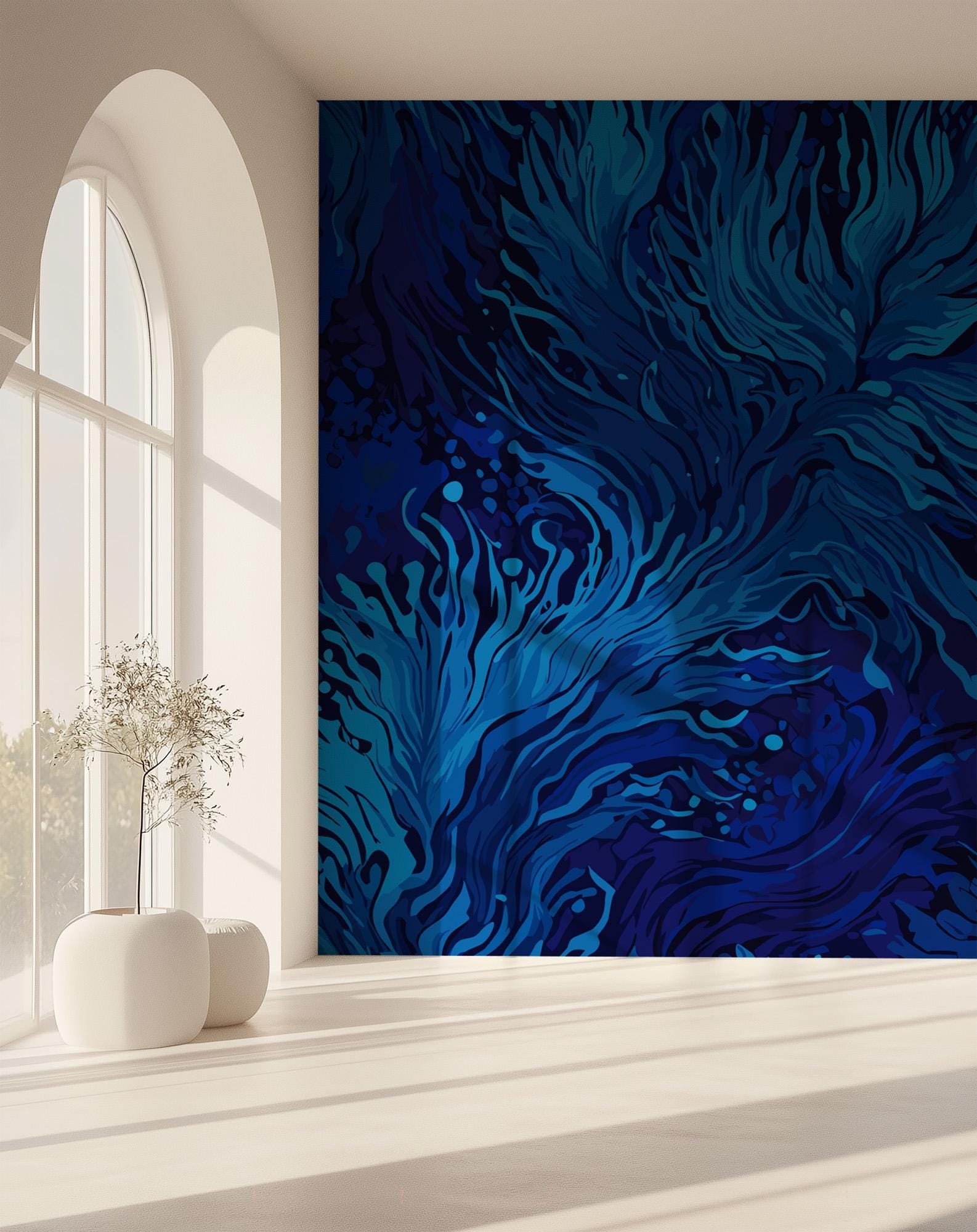 Wallpaper Peel and Stick Green Blue Underwater Modern Abstract Boho