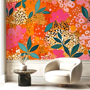 Floral Wallpaper Bold Peel and Stick Wallpaper Maximalist Wallpaper Funky Wallpaper Retro Wallpaper Bold Wallpaper Abstract Wallpaper 286