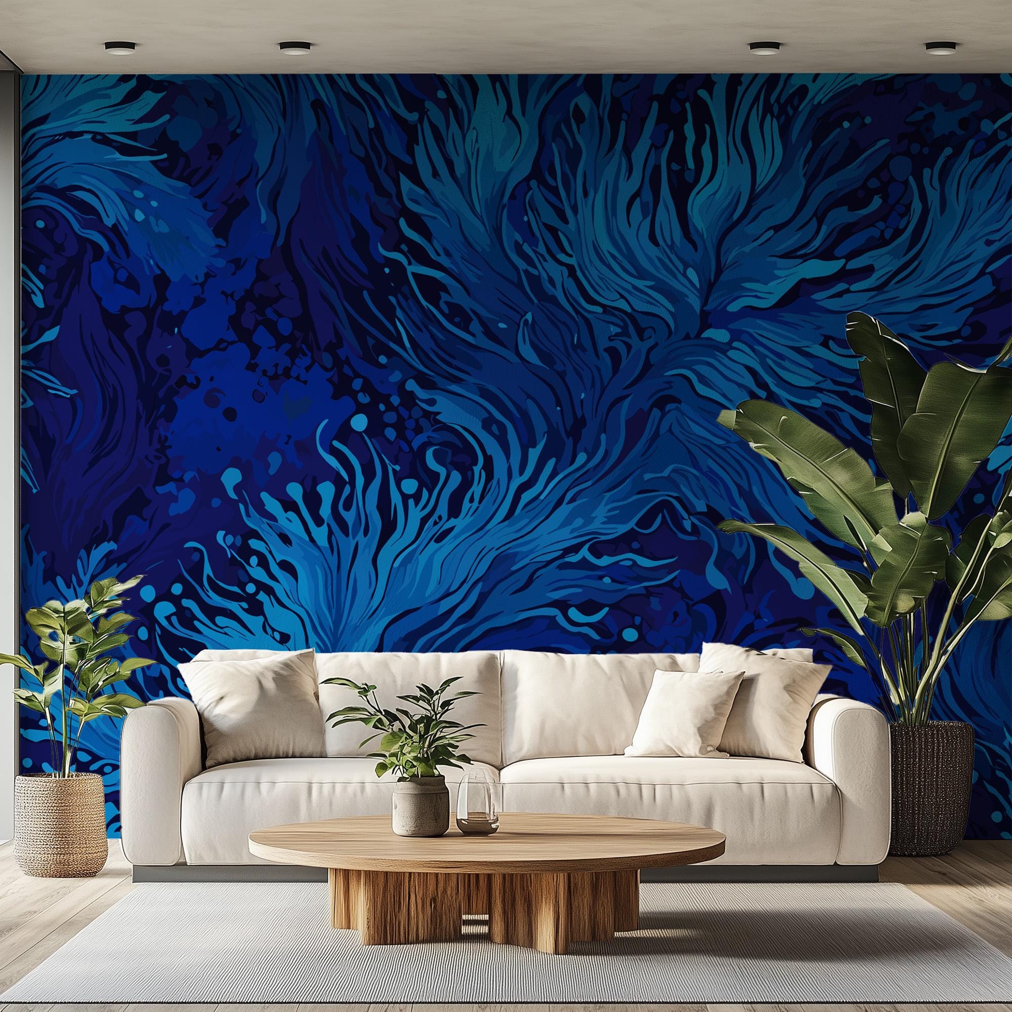 Wallpaper Peel and Stick Green Blue Underwater Modern Abstract Boho