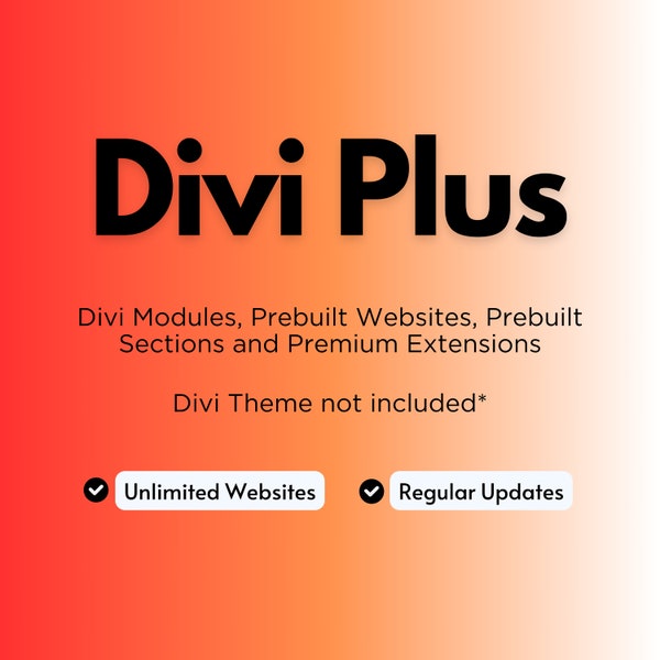 Divi Plus- 50 modules, 4 extensies, 75 vooraf gebouwde websites, verbetert de functionaliteit en het ontwerp van het Divi-thema, maakt elegant, professioneel internet