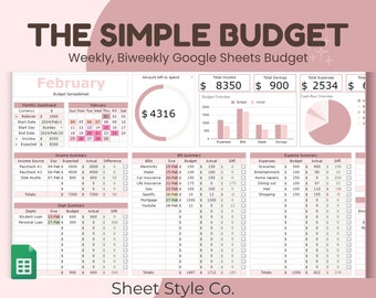 Budget Spreadsheet Google Sheets| Expense Tracker| Bi-Weekly| Monthly Budget| Personal Finance Planner| Weekly Paycheck| Expense tracker