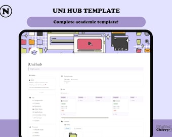 Notion Student Planner, Uni planner, Academic planner, Notion Uni Hub, Notion University planner, Study tracker, Assignments tracker, Notion