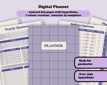Undated digital planner, Goodnotes planner, Daily and monthly planner, Hyperlinked planner, Simple planner, Portrait planner