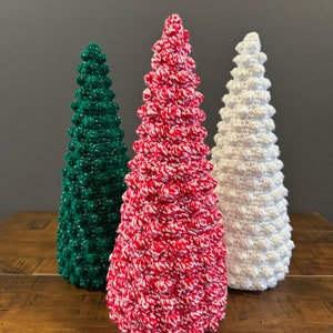 Crocheted Large Sparkly Bobble Christmas Tree Shiny Holiday Tree Tinsel