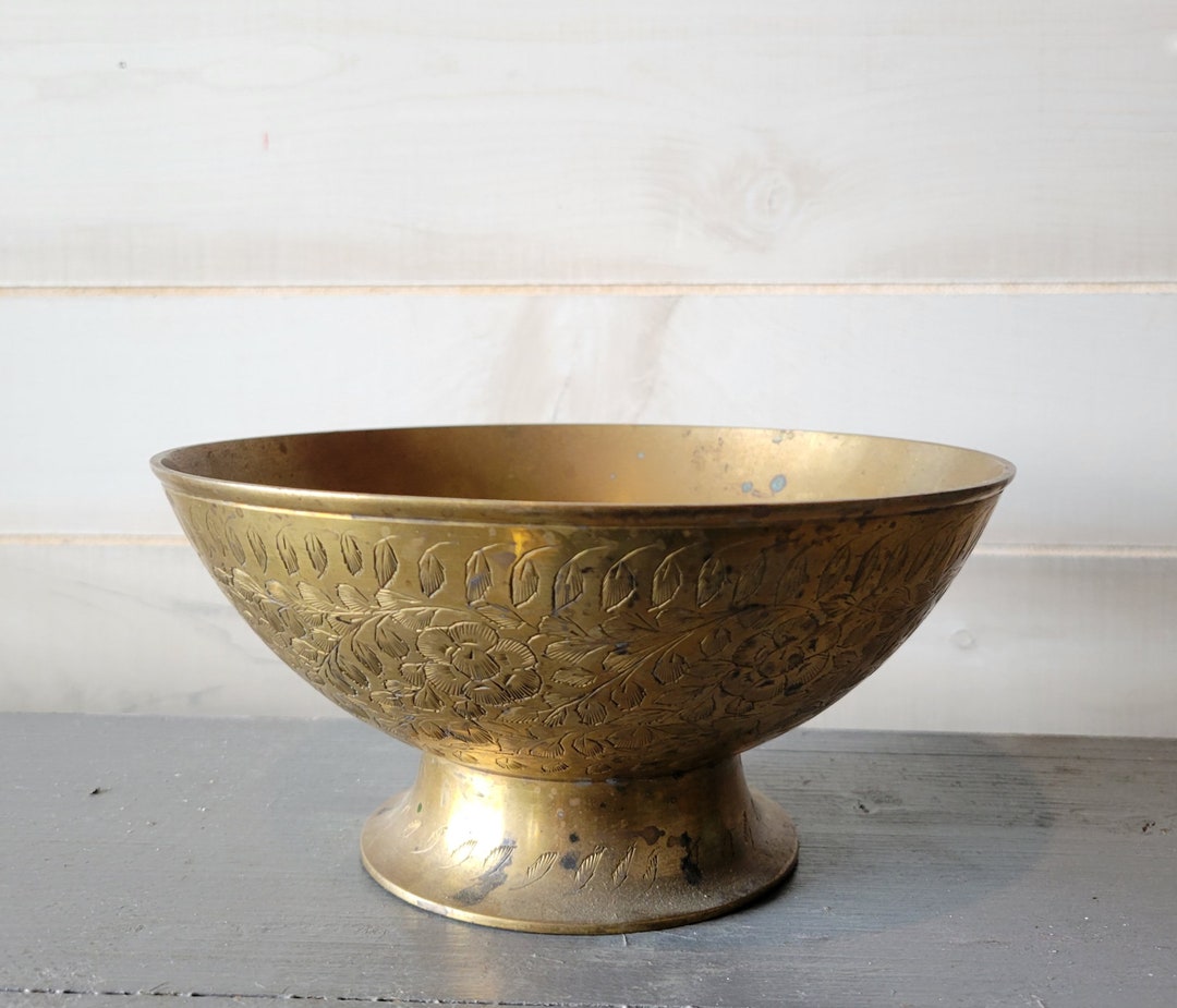 Vintage Brass Bowl Made in India Etsy