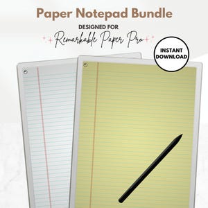 Pacote de caderno de 100 páginas, bloco de notas de papel pautado e bloco de notas amarelo, modelo de caderno digital pautado para tablet e-ink reMarkable Paper Pro