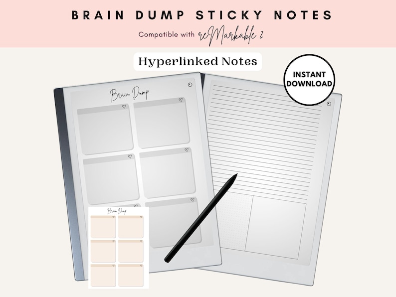 Brain Dump Sticky Notes, Template for Remarkable 2, to Do Lists ...