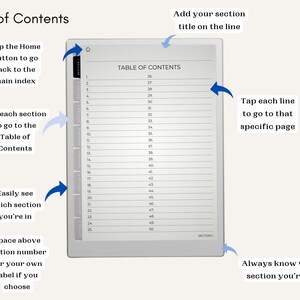 Lined Digital Notebook, 8 Hyperlinked Sections, Interactive PDF, Left ...