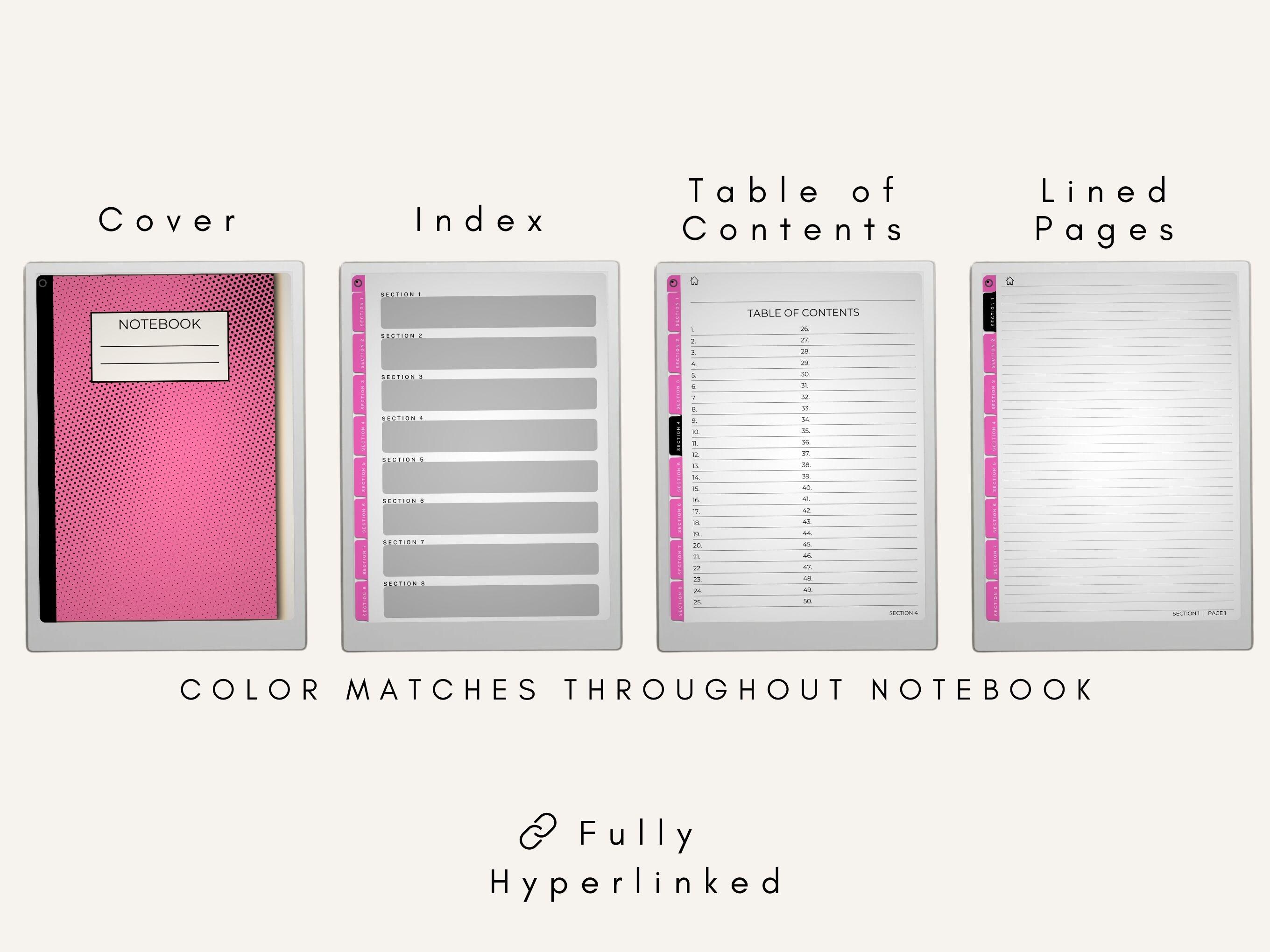 Hyperlinked Notebook Bundle in Color for Remarkable Paper Pro, 3 Lined ...