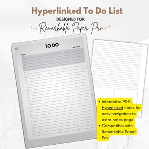 Hyperlinked To-Do List Template für reMarkable Paper Pro, Arbeits To-Do Liste mit Fälligkeitsdatum, persönliche To-Do Liste, professionelle Checkliste