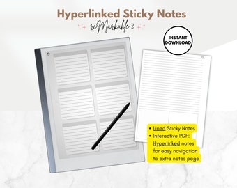 reMarkable 2 Template | Lined Sticky Notes, Brain Dump, Remarkable To Do Lists, Left and Right Handed versions for reMarkable 2 tablet