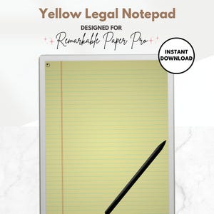 Quaderno da 100 pagine, blocco legale giallo, modello di quaderno digitale a righe per tablet e-ink reMarkable Paper Pro