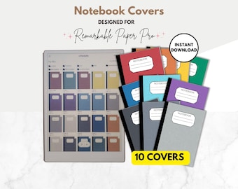 Notebook Covers for reMarkable Paper Pro, 10 notebook covers, color template for reMarkable Paper Pro