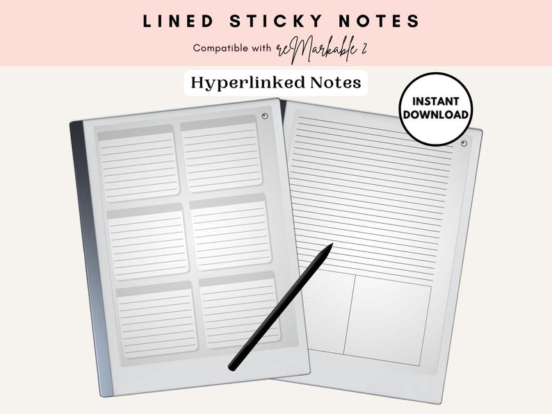 Printable Ruled Stickly Note Lined Sticky Notes Template, Brain Dump, to Do Lists, Left and Right ...