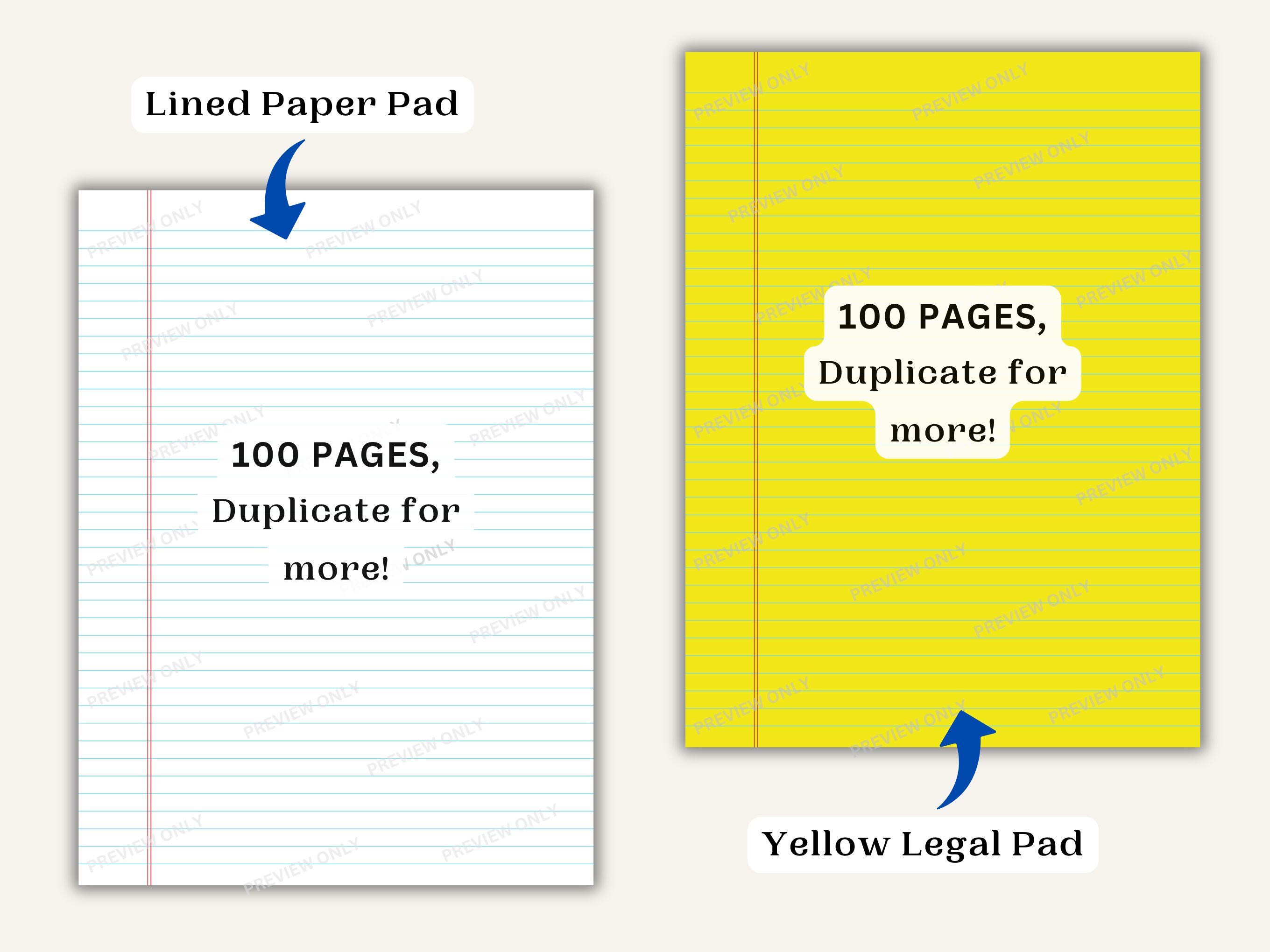 100 Page Notebook Bundle, Lined Paper Notepad and Yellow Legal Pad ...