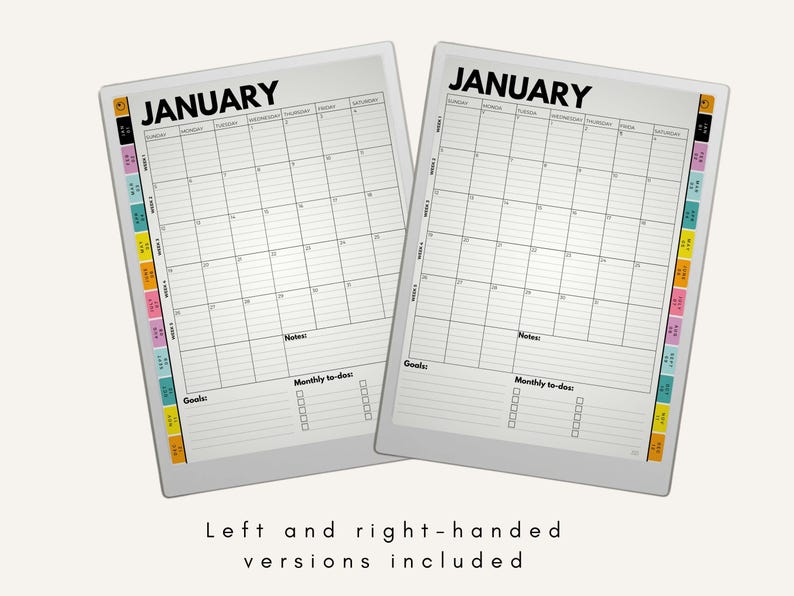 2026 Monthly Planner Template for Remarkable Paper Pro, Lined Calendars ...