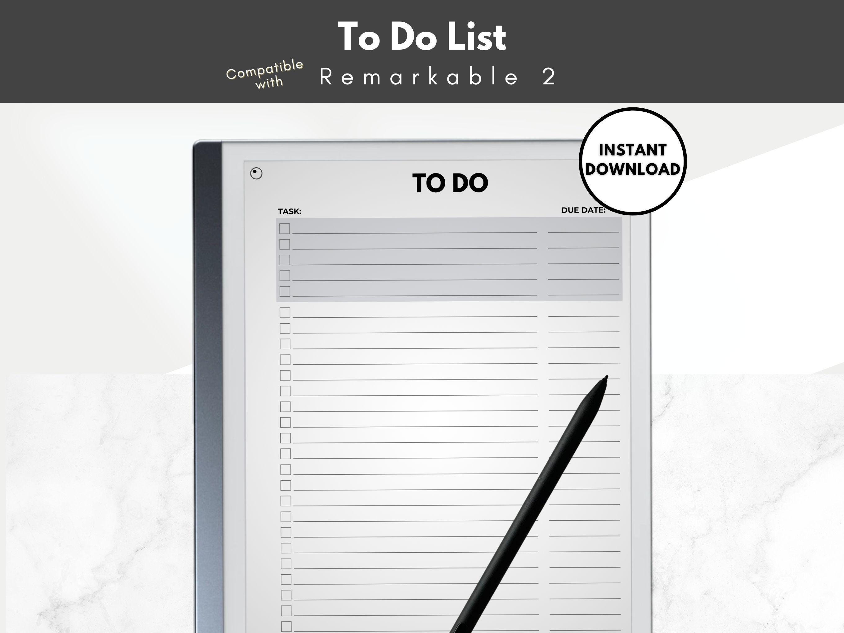 To Due List.pdf Simple To-do List Template for Remarkable 2, Work To-do List With Due ...