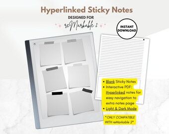 Sticky Notes Template for reMarkable 2, Brain Dump, To Do Lists, Digital Sticky Notes, Left and Right Handed versions for e-ink