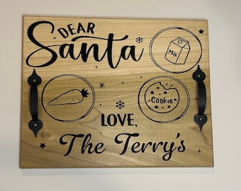 Personalized Santa cookie Plate| Custom Santa Cookie Tray| Santa Cookie and Milk Plate | Christmas Eve Cookie Tray| Wooden Santa Cookie Tray