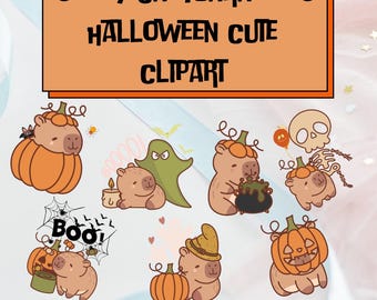 Funny Capybara Halloween Clipart, Ghost PNG, SVG, JPG (Digital Download)
