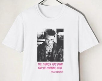 T-shirt Fight Club, chemise Tyler Durden, chemises de cinéma, chemises citation de film, vêtements de l'an 2000, cadeaux de l'an 2000, cadeau pour amateur de cinéma, Brad Pitt Fight Club