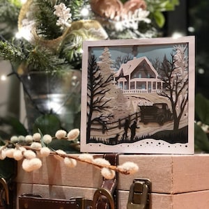 Albero di Natale Fattoria - 8 strati Pop Up Cartoncino artigianale - Scheda vuota