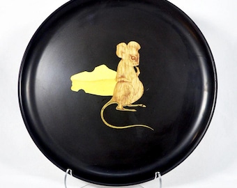 1960s Couroc Mouse With Cheese Serving Tray