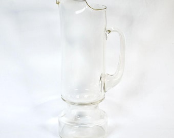 1960s Glass Cocktail Pitcher With Round Pedestal Base