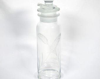 1930s Heisey Crystal Cobel 3pc Glass Cocktail Shaker With Etched Wheat
