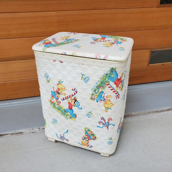 1960s Redmon Pep-R-Mint Kids Quilted Vinyl Hamper