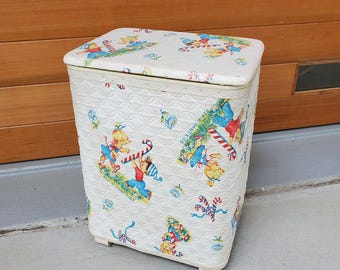1960s Redmon Pep-R-Mint Kids Quilted Vinyl Hamper