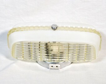 1950s Imperialites White and Clear Glass Wall Fixture With Aluminum Wall Mount
