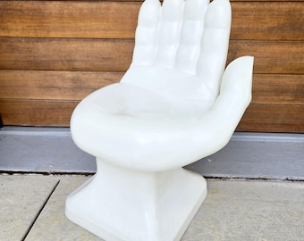 1960s Childs White Molded Plastic Hand Chair