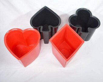 1960s Fesco 4pc Card Suit Plastic Trach Bins 5758