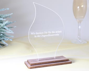 Moderne edle Trophäe, eigener Text oder Logo, Feuerwehr Pokal, Personalisierte Feuerwehr Auszeichnung Ehrung, Jugendfeuerwehr Abzeichen