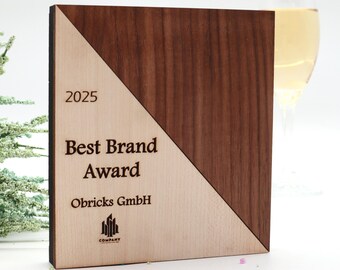 Holz Jubiläum Award, personalisiert, Ahorn- und Nussbaum Holz Design, Perfekt für Vereinsauszeichnungen, Firmen Jubiläum, Mitarbeiter Lob