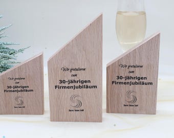 Massiver Holz Award, personalisiert auf Holz, Jubiläum Trophäe, erreichtes Ziel Auszeichnung, Mitarbeiter Motivation, Unternehmensgeschenk