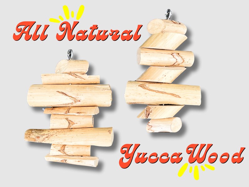 Shreddable Bird Toy Natural Yucca Wood Kebab Parrot Toys Hanging Chew