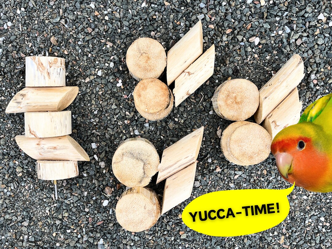 YUCCATIME Bird Toy PLUS 3 Refills Included 20 Yucca Wood Chunks for