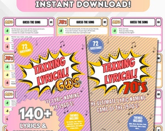 1960s 1970s Music Trivia Game | Name That Lyric (Digital Download)