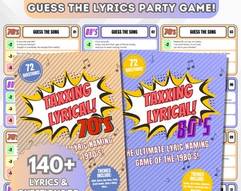70s & 80s Music Trivia Game | Lyrical Song Quiz (PDF)
