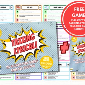 Song Lyrics Quiz With FREE Xmas Game! | Taxxing Lyrical! | Music Party Game With 648 Questions | Perfect For Parties, Birthdays, Christmas!