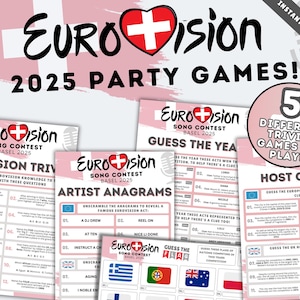 Eurosion 2025 Trivia Gesellschaftspiele Bündel | Eurosion Song Contest Basel 2025 | ESC Familienspielabend | Sofortiger Download zum Ausdrucken