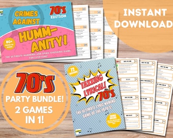 70s Music Party Games Bundle | Lyrical Trivia, Humming Game (Digital Download)
